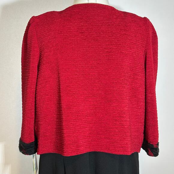 NWT Maya Brooke Red/Black 2 Piece Dress Suit Lace Trim Blazer Set Womens Size 16 - Picture 6 of 16